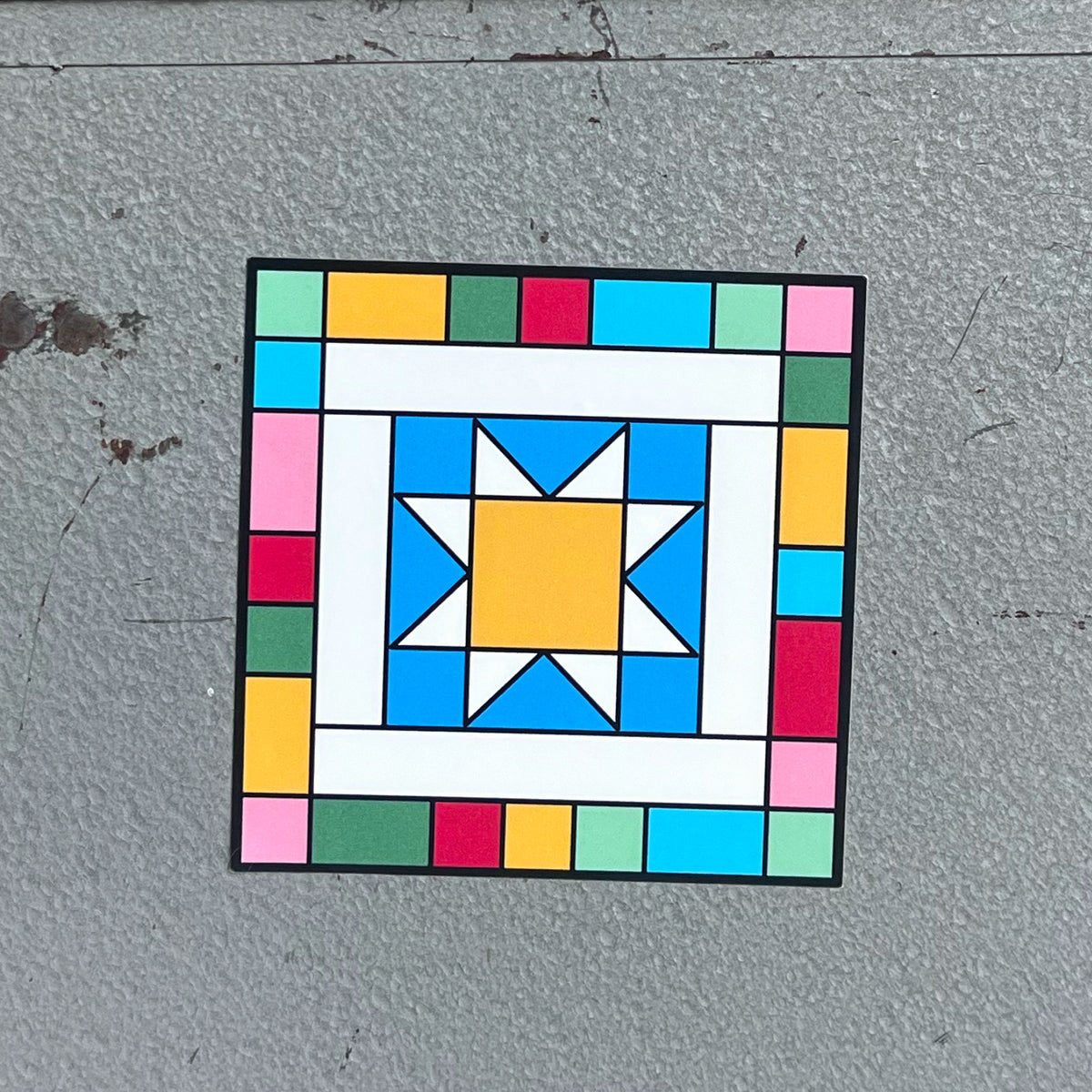 Rainbow Quilt Block Sticker