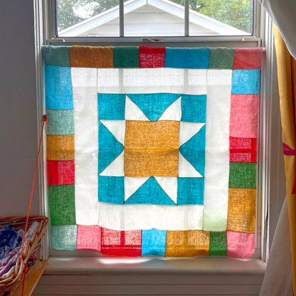 Stained Glass Linen Curtain Panel