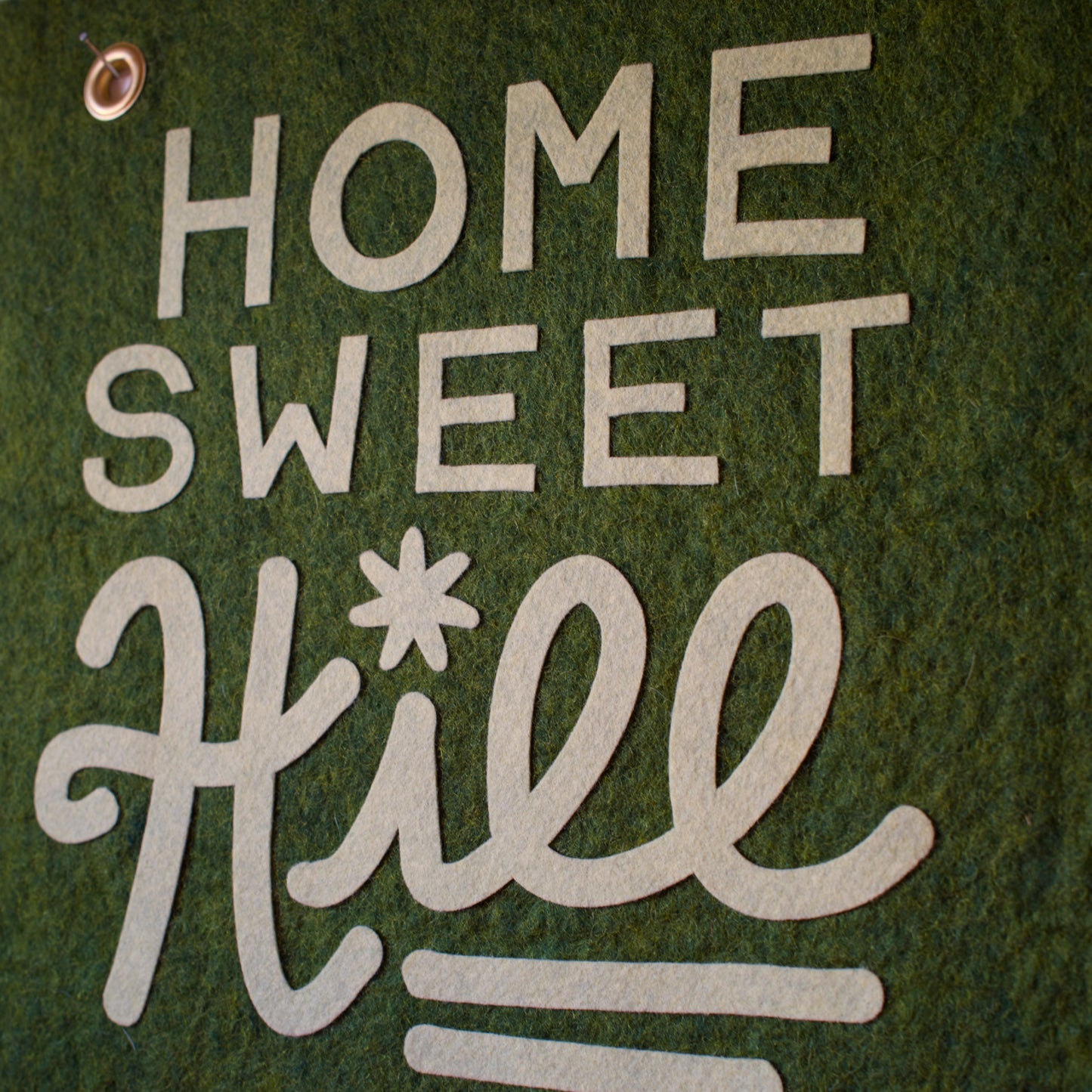 Home Sweet Hill Wool Felt Banner - Green on Green