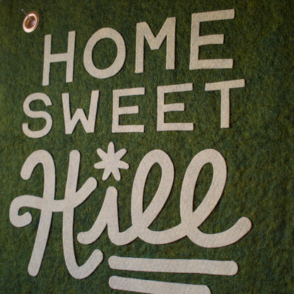 Home Sweet Hill Wool Felt Banner - Green on Green