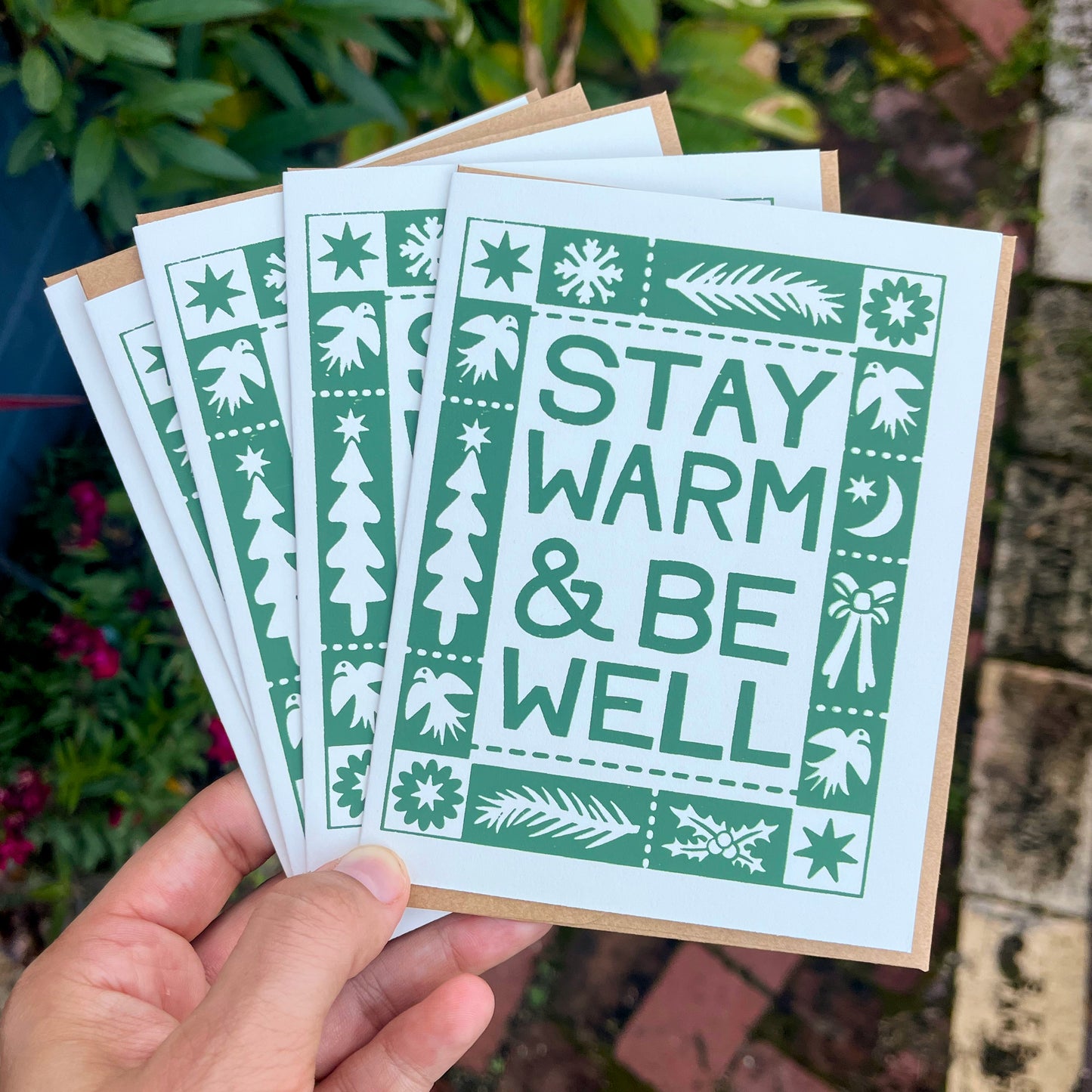 Warm Wishes Hand Printed Holiday Card