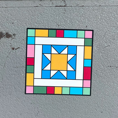 Rainbow Quilt Block Sticker