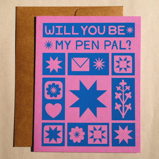 Will You Be My Pen Pal? Screen Printed Card
