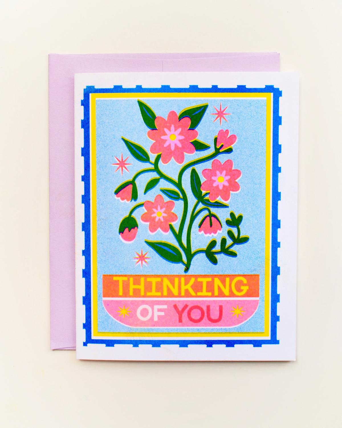 Thinking of You Card Risograph Greeting Card, A2