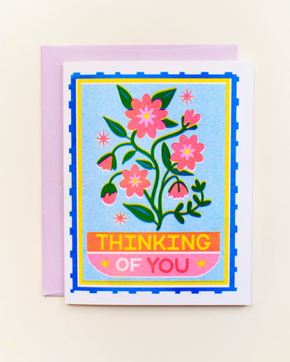 Thinking of You Card Risograph Greeting Card, A2