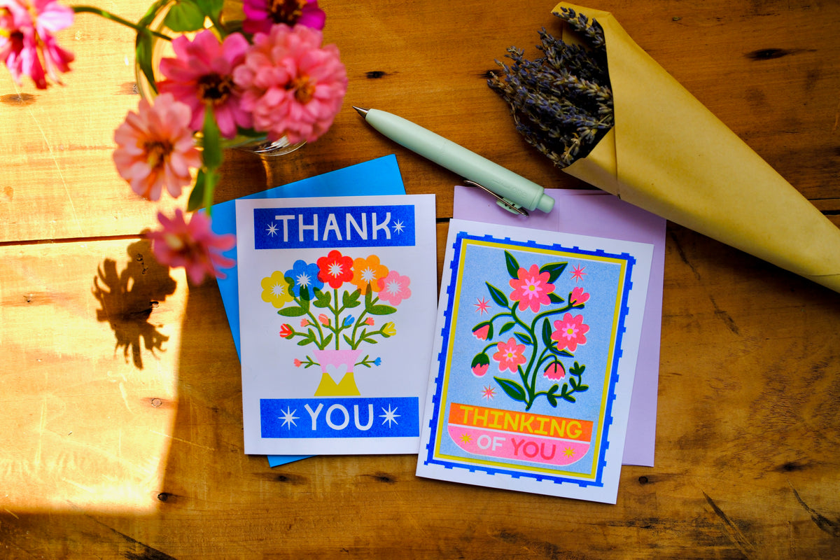 Thinking of You Card Risograph Greeting Card, A2