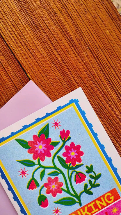 Thinking of You Card Risograph Greeting Card, A2